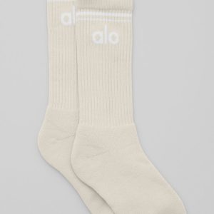 Unisex Throwback Sock - Bone/White