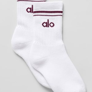 Unisex Half-Crew Throwback Sock - White/Burgundy