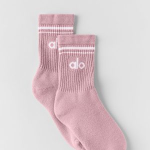 Unisex Half-Crew Throwback Sock - Vintage Pink/White