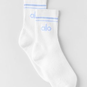 Unisex Half-Crew Throwback Sock - White/Light Provence Blue