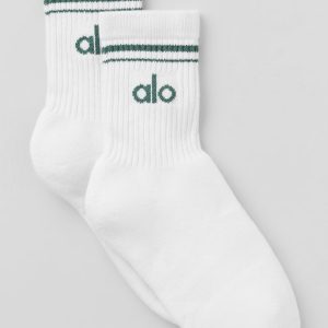 Unisex Half-Crew Throwback Sock - White/Clover Green