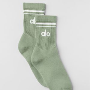 Unisex Half-Crew Throwback Sock - Dune Grass/White
