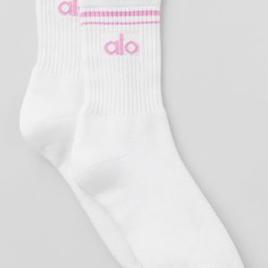 Unisex Half-Crew Throwback Sock - White/Candy Heart Pink