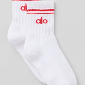 Unisex Half-Crew Throwback Sock - White/Bright Red