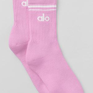 Unisex Half-Crew Throwback Sock - Candy Heart Pink/White