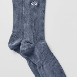 Unisex Half-Crew Understated Sock - Bluestone