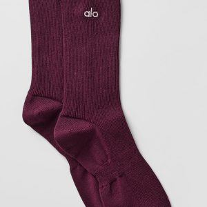 Unisex Half-Crew Understated Sock - Burgundy