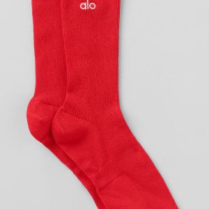 Unisex Half-Crew Understated Sock - Bright Red