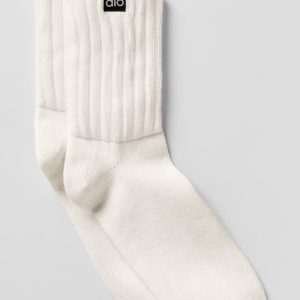 Unisex Half-Crew Scrunch Sock - Ivory