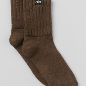 Unisex Half-Crew Scrunch Sock - Espresso