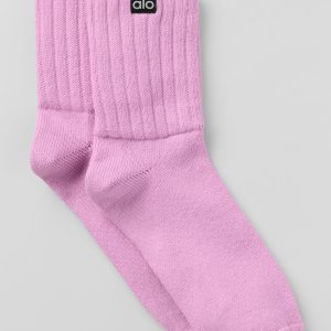 Unisex Half-Crew Scrunch Sock - Candy Heart Pink