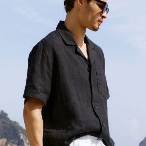 Linen Days Short Sleeve Button Up - Black