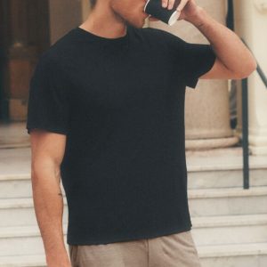 Linen Jersey Coastal Short Sleeve Tee - Black