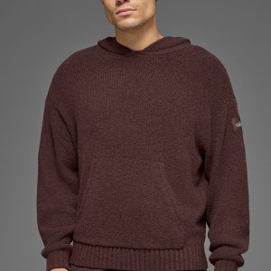 Textured Knit Hoodie - Brownstone