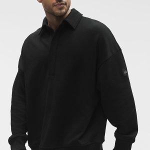 Take It Easy Long Sleeve Henley Pullover - Black