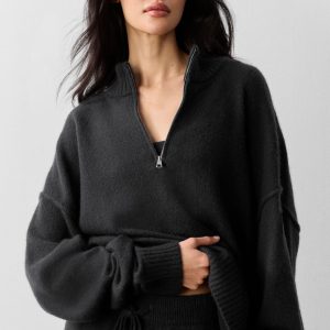 Wool Cashmere New Class 1/4 Zip Pullover - Black