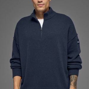 Wool Cashmere New Class 1/4 Zip Pullover - Navy
