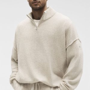 Wool Cashmere New Class 1/4 Zip Pullover - Oatmeal Heather