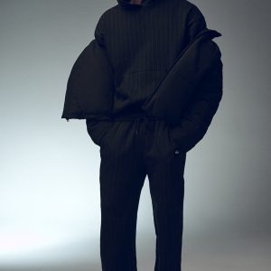 Pinstripe Straight Leg Sweatpant - Black Pinstripe