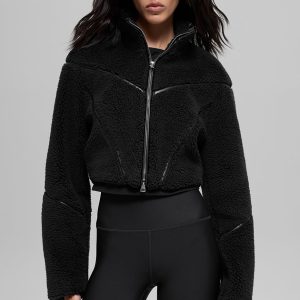 Sherpa Cropped Slope Side Jacket - Black