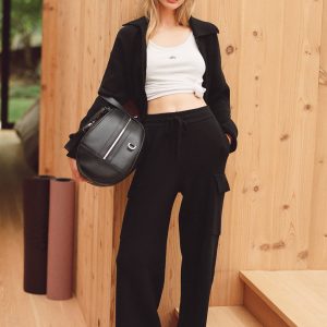 Scholar Knit High-Waist Cargo Pant - Black