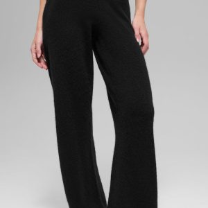 Wool Cashmere High-Waist New Class Wide Leg Pant - Black