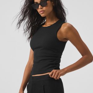 Ribbed En Pointe Tank - Black