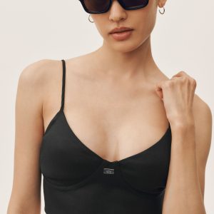 Linen Blend Riviera Bra - Black